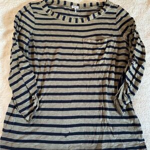 Splendid Black & Olive Striped Long-Sleeve Pocket Tee